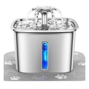 Veken Stainless Steel Cat Water Fountain with Replacement Filters